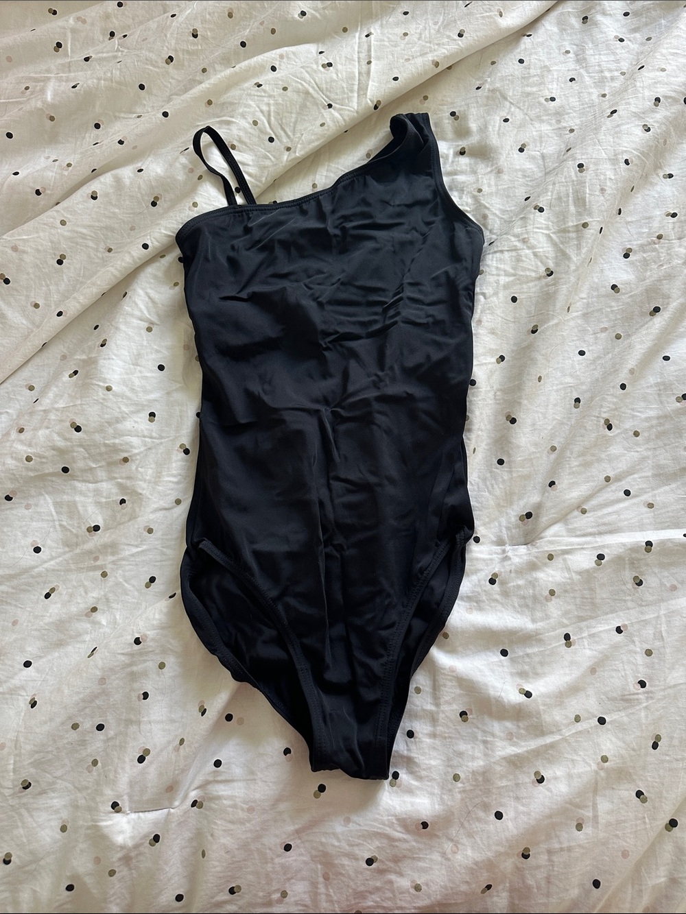 Black asymmetrical Shoulder Leotard